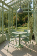 Montauk - Ensemble table et 4 fauteuils de table intérieur en polypropylène et métal vert