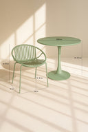 Calypso - Ensemble table et 4 fauteuils de table intérieur en polypropylène et métal vert