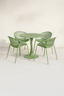 Calypso - Ensemble table et 4 fauteuils de table intérieur en polypropylène et métal vert