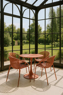 Calypso - Ensemble table et 4 fauteuils de table intérieur en polypropylène et métal brique