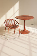 Calypso - Ensemble table et 4 fauteuils de table intérieur en polypropylène et métal brique