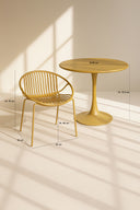 Calypso - Ensemble table et 4 fauteuils de table intérieur en polypropylène et métal ocre