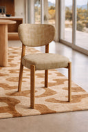 Suzie - Lot de 2 chaises de table en bois et tissu beige