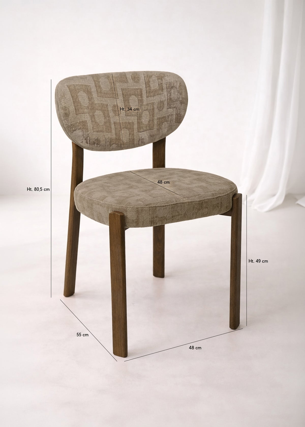 Dimensions Suzie - Lot de 2 chaises de table en bois et tissu taupe
