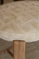 Suzie - Lot de 2 chaises de bar effet bois et tissu beige