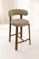 Suzie - Lot de 2 chaises de bar effet bois et tissu taupe
