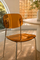 GLAM - Lot de 2 chaises de table en polycarbonate et métal ambre