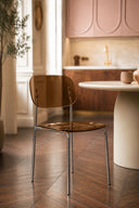 GLAM - Lot de 2 chaises de table en polycarbonate et métal écorce