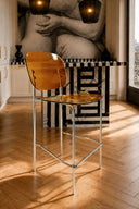 GLAM - Lot de 2 chaises de bar en polycarbonate et métal ambre