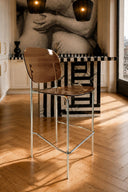 GLAM - Lot de 2 chaises de bar en polycarbonate et métal écorce