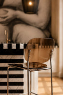 GLAM - Lot de 2 chaises de bar en polycarbonate et métal écorce
