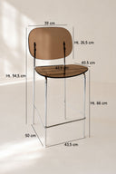 GLAM - Lot de 2 chaises de bar en résine acrylique transparente et métal écorce