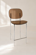GLAM - Lot de 2 chaises de bar en polycarbonate et métal écorce