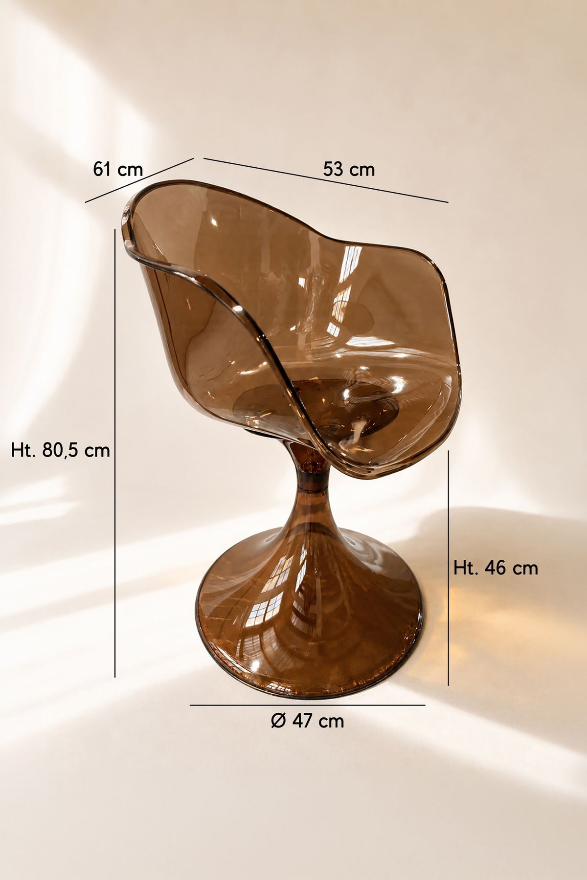 Dimensions GLAM - Lot de 2 fauteuils de table en résine acrylique transparente écorce