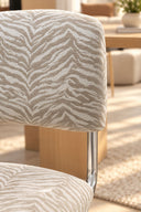 Féline - Lot de 2 chaises en tissu tigré et structure chrome
