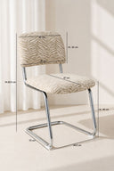 Féline - Lot de 2 chaises en tissu tigré et structure chrome