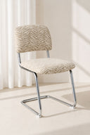 Féline - Lot de 2 chaises en tissu tigré et structure chrome