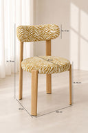 Lily - Lot de 2 chaises de table effet bois et tissu zébré safran