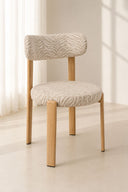 Lily - Lot de 2 chaises de table effet bois et tissu zébré