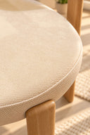 Lily - Lot de 2 chaises de table effet bois et tissu écru
