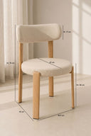 Lily - Lot de 2 chaises de table effet bois et tissu écru