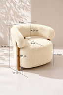 Noubia - Fauteuil en tissu doux effet fourrure écru