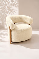 Noubia - Fauteuil en tissu doux effet fourrure écru