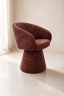 Alba - Fauteuil de table pivotant en tissu effet chenille cherry