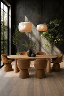 Alba - Fauteuil de table pivotant en tissu effet chenille terre de sienne