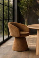 Alba - Fauteuil de table pivotant en tissu effet chenille terre de sienne