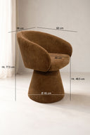 Alba - Fauteuil de table pivotant en tissu effet chenille terre de sienne