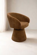 Alba - Fauteuil de table pivotant en tissu effet chenille terre de sienne