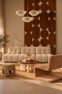 AXO - Fauteuil en tissu chenille et structure en métal beige poudré