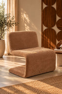 AXO - Fauteuil en tissu chenille et structure en métal beige poudré
