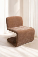 AXO - Fauteuil en tissu chenille et structure en métal beige poudré