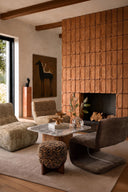 AXO - Fauteuil en tissu chenille et structure en métal cacao