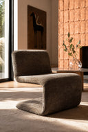AXO - Fauteuil en tissu chenille et structure en métal cacao