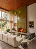 HELIO - Fauteuil en tissu chenille vert sauge et pieds en métal
