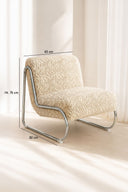 HELIO - Fauteuil en tissu chenille tigré beige et pieds en métal