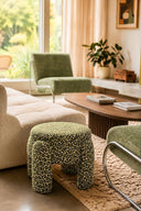 ORION - Tabouret en tissu léopard et nuances de vert