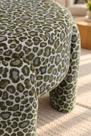 ORION - Tabouret en tissu léopard et nuances de vert