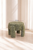 ORION - Tabouret en tissu léopard et nuances de vert