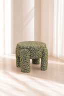 ORION - Tabouret en tissu léopard et nuances de vert