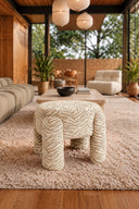 ORION - Tabouret en tissu chenille tigré beige