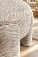 ORION - Tabouret en tissu chenille tigré beige