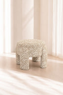 ORION - Tabouret en tissu chenille tigré beige