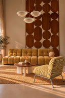 SAVARA - Fauteuil en tissu chenille zébré ocre