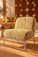 SAVARA - Fauteuil en tissu chenille zébré ocre