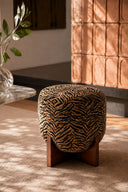 TIGER - Tabouret en tissu tigré marron