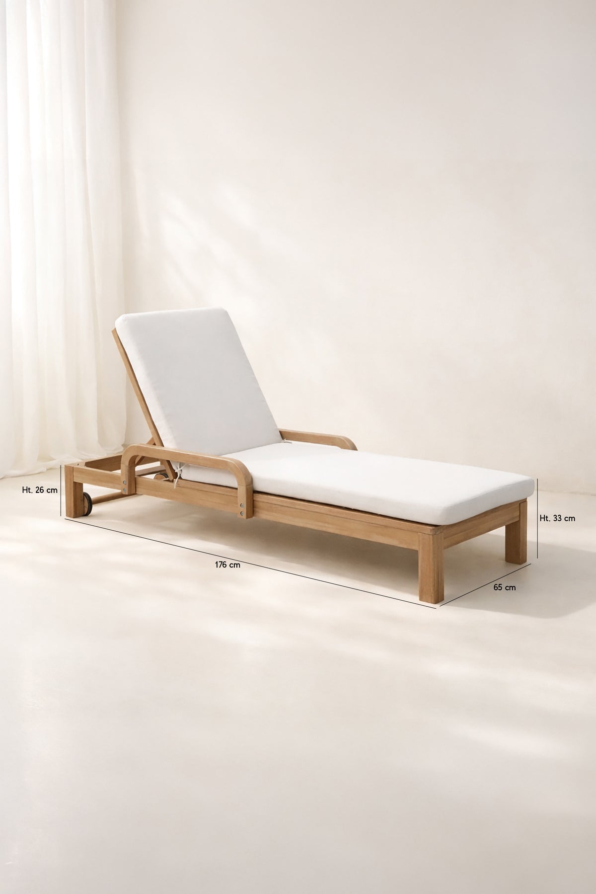 Dimensions Saona - Lot de 2 chaises longues en bois d'acacia 184x73xH87 cm